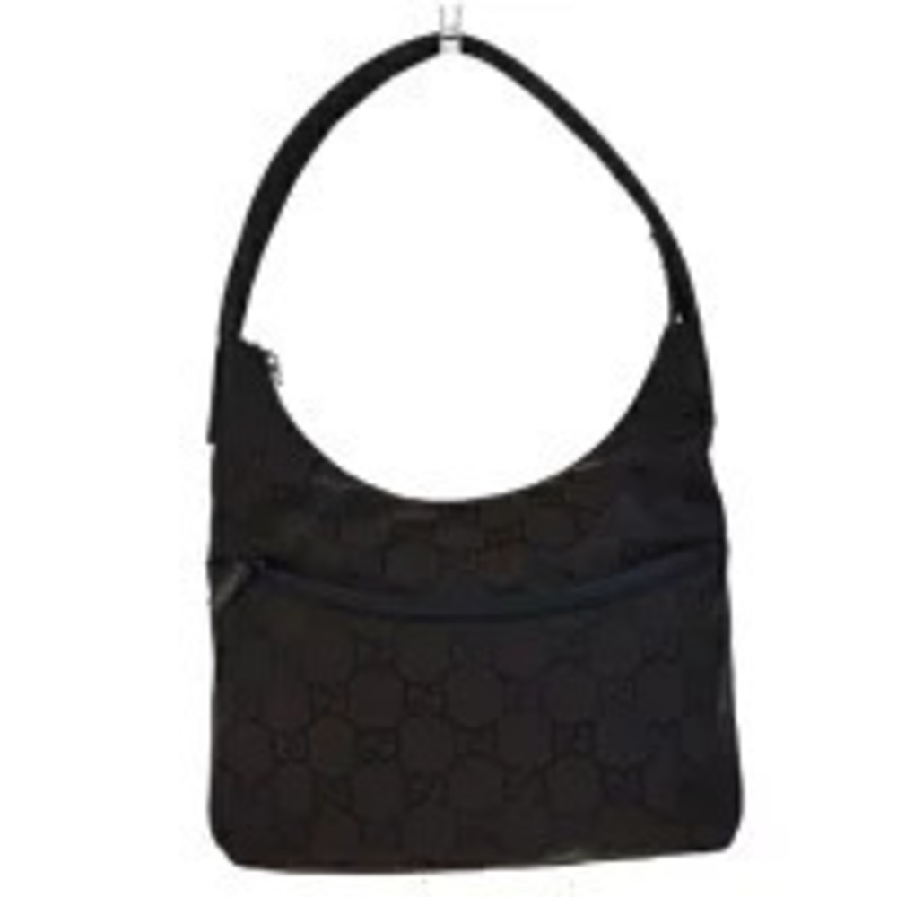 Gucci GG canvas hobo shoulder bag hardware leather trim